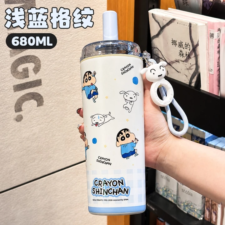 Bình nước Shin Cậu Bé Bút Chì 680 Ml, Phim hoạt hình cách nhiệt Cup, Cốc giữ nhiệt cho trẻ em, Cốc giữ nhiệt giữ lạnh, Cốc giữ nhiệt hoạt hình cho bé, – 4