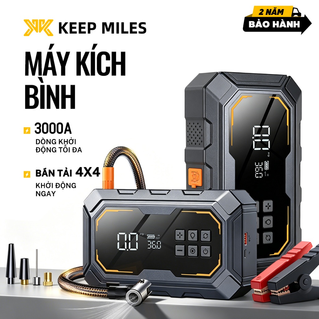 【24 tháng BH】bơm lốp kích bình ô tô 4 Trong 116000mAh Bơm Lốp 12V Không Dây Màn Hình LED Ô Tô/Xe Máy