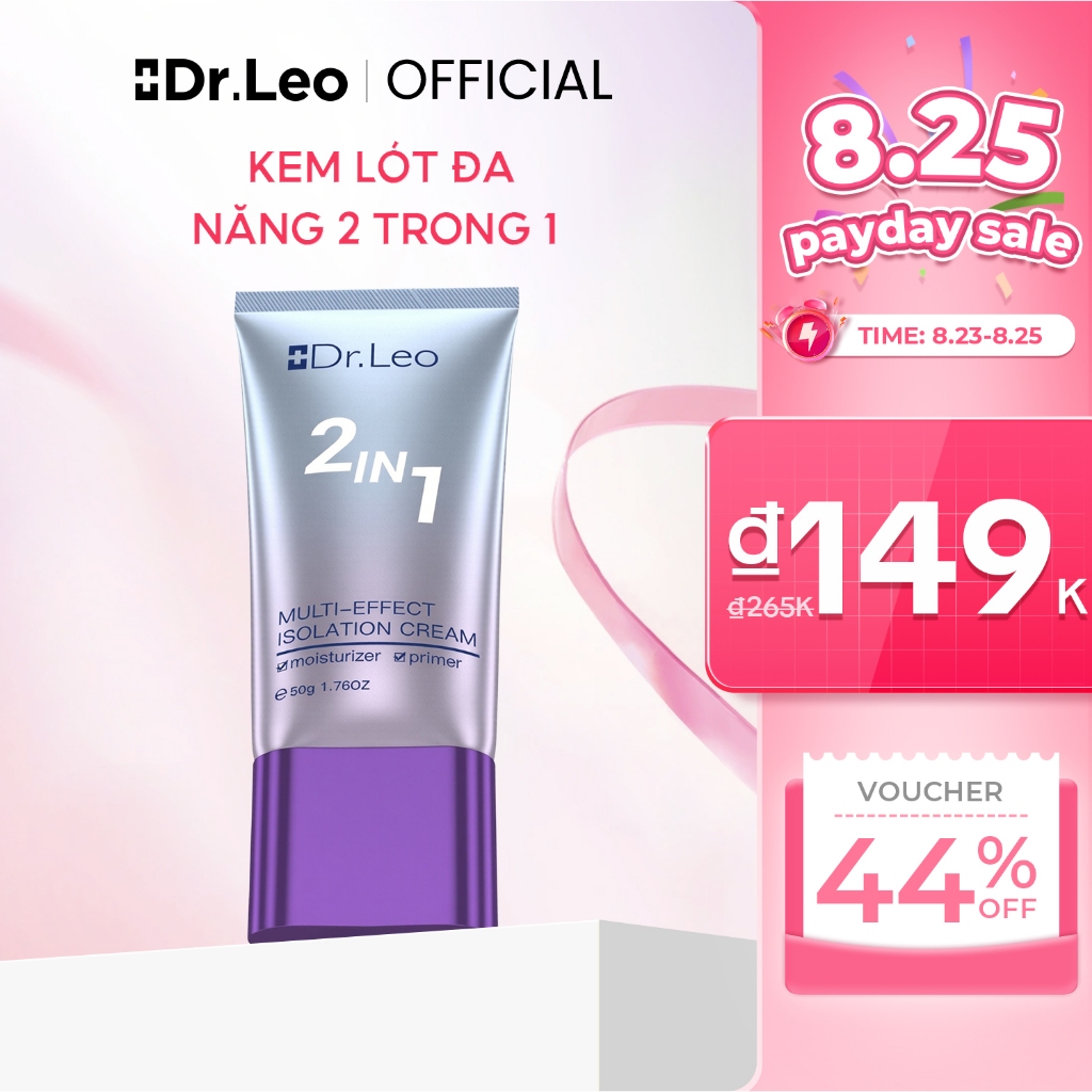 Kem Lót Tím Dr.Leo 2 Trong 1 Kem Lười Dưỡng Ẩm Makeup Nâng Tông Tự Nhiên, Giữ Nền Lâu Trôi 50g