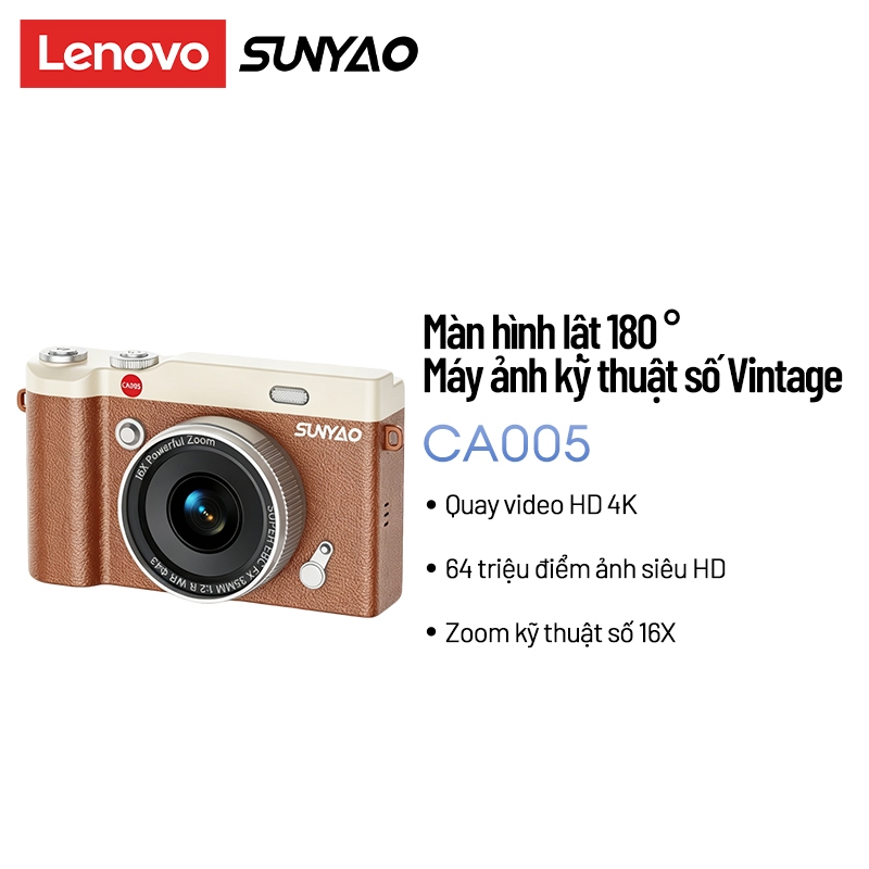 Lenovo Sunyao CA005 180 ° Màn hình lật Máy ảnh kỹ thuật số cổ điển 4K Ultra HD Pixel Chụp và ghi hình 800MAH Máy ảnh di động có độ bền dài có thể chụp ảnh theo thời gian | BigBuy360 - bigbuy360.vn