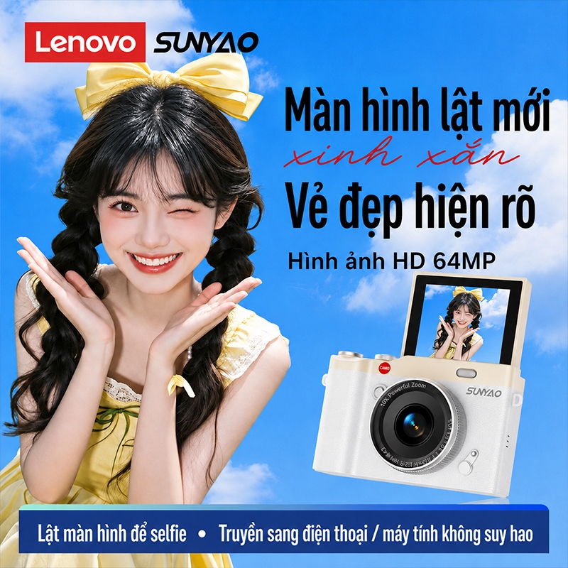 Lenovo Sunyao CA005 180 ° Màn hình lật Máy ảnh kỹ thuật số cổ điển 4K Ultra HD Pixel Chụp và ghi hình 800MAH Máy ảnh di động có độ bền dài có thể chụp ảnh theo thời gian | BigBuy360 - bigbuy360.vn