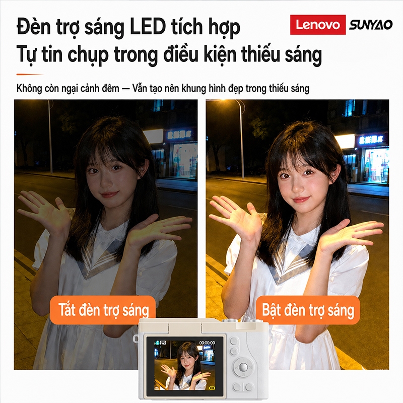 Lenovo Sunyao CA005 180 ° Màn hình lật Máy ảnh kỹ thuật số cổ điển 4K Ultra HD Pixel Chụp và ghi hình 800MAH Máy ảnh di động có độ bền dài có thể chụp ảnh theo thời gian | BigBuy360 - bigbuy360.vn