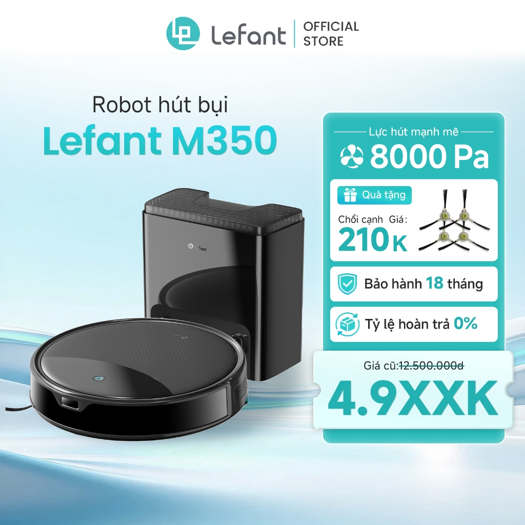 【NEW】Robot hút bụi lau nhà Lefant M350 hút 8000Pa - Pin 3200mAh-Tự động đổ rác
