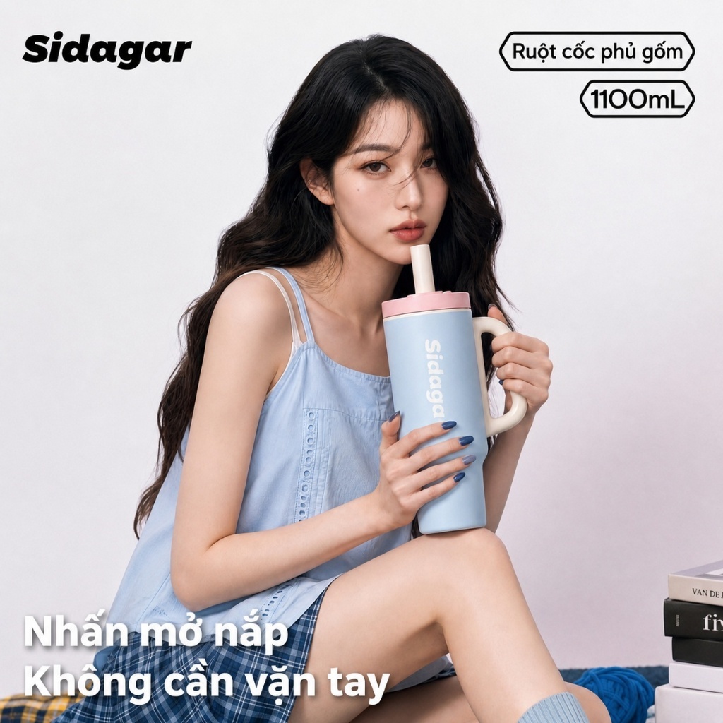 Sidagar 1100ML Đồ gốm bên trong Nắp có thể mở bằng một tay. | BigBuy360 - bigbuy360.vn