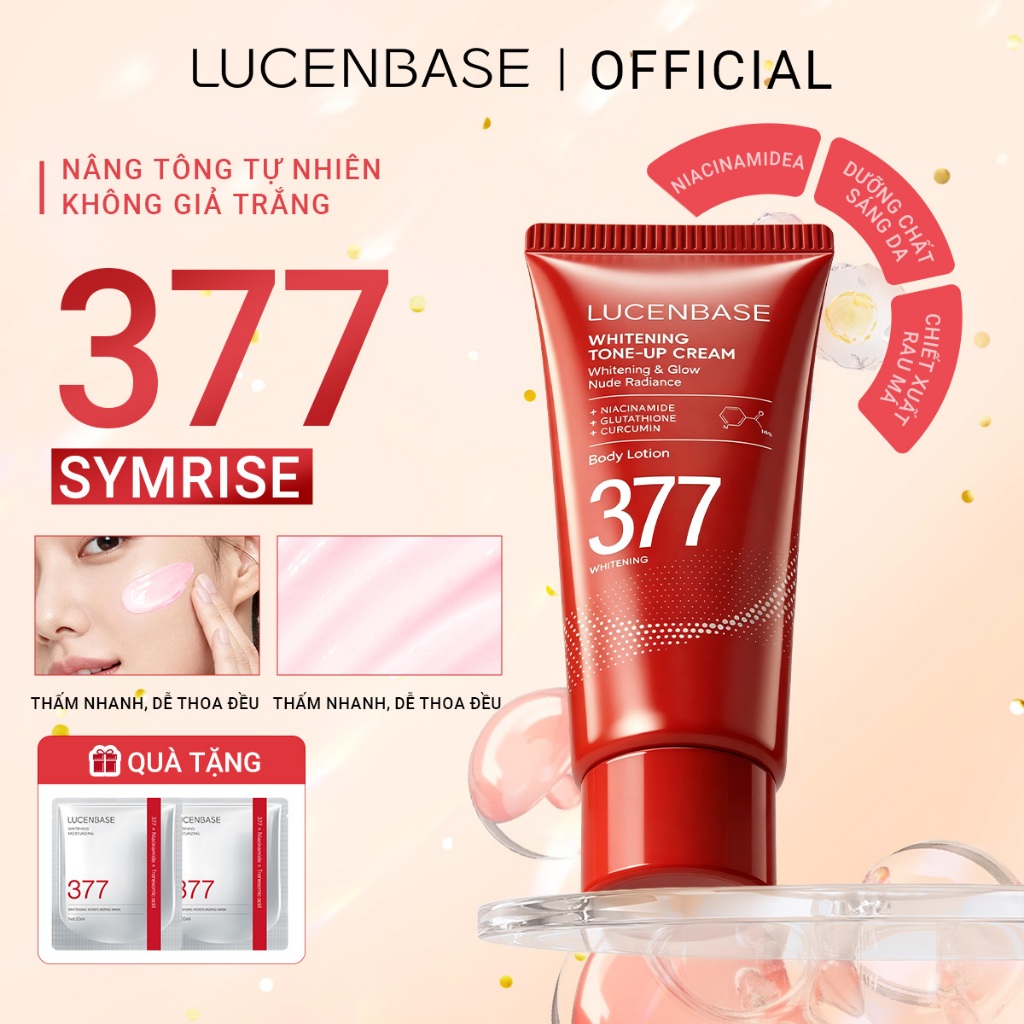 Kem dưỡng trắng da LUCENBASE 377 - Làm sáng da tức thì, lâu trôi 8H & không cần tẩy (100g)