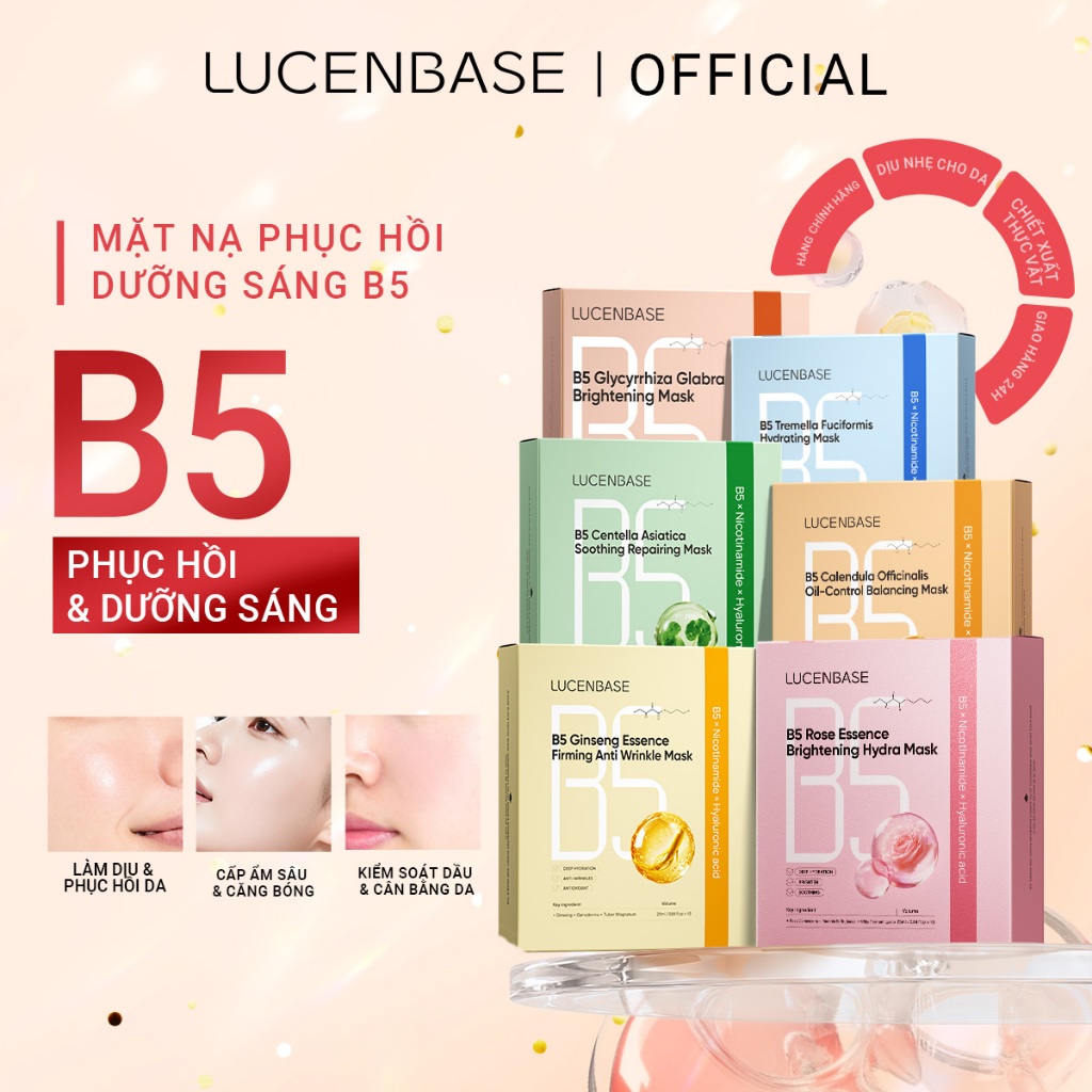 Mặt Nạ LUCENBASE B5 Phục Hồi Da Sâu Dưỡng ẩm & Làm Dịu Da Mặt (10 tờ / hộp) – Làm Dịu Da Dầu Mụn