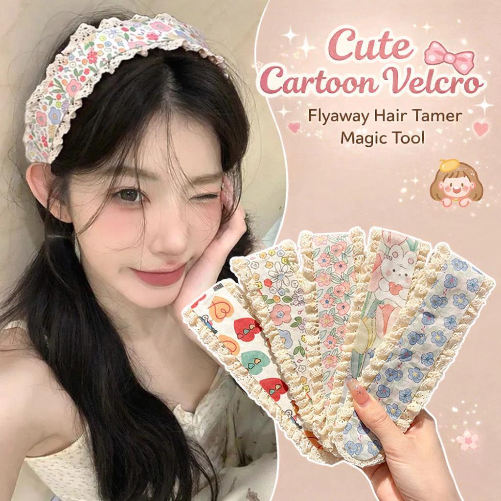 Băng Đô Velcro In Hình Hàn Quốc Ngọt Retro Đa Năng Băng Đô Quấn Tóc Nữ Phụ Kiện Tóc