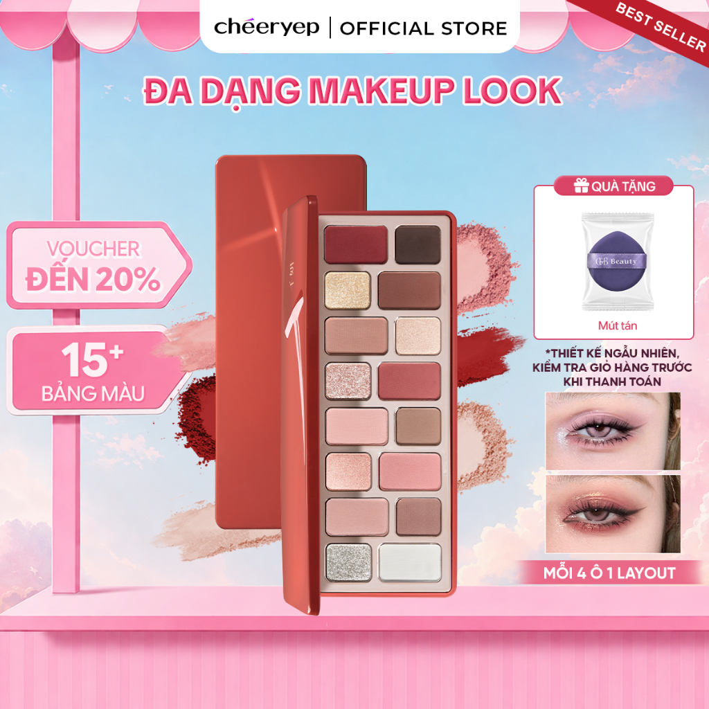 Bảng Phấn Mắt CHÉERYEP 16 Ô Đa Năng Phấn Mịn Lên Màu Chuẩn Đa Dạng Phong Cách Trang Điểm