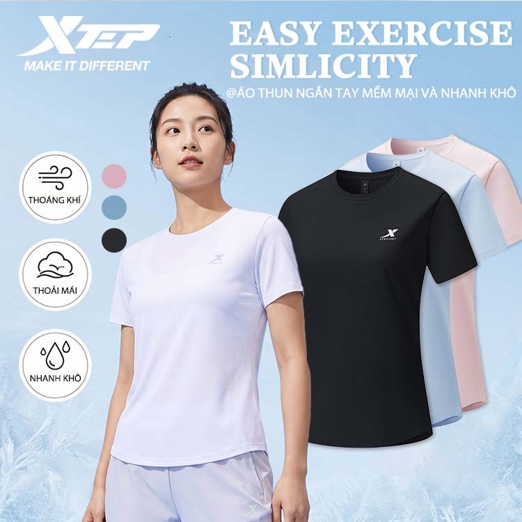 【XTEP】 Áo Thun Tay Đi Bộ Đường Dài Rời Ngoài Trời Nhanh Khô Thể Thao Top Nam Nữ Mùa Xuân Cặp Đôi