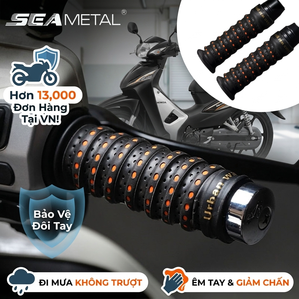 SEAMETAL Tay Nắm Xe Máy Cao Su Cao Cấp - Bao Tay Xe Máy Chống Trượt Chống Rung Êm Tay Cho Wave Winner Exciter Vision Sirius