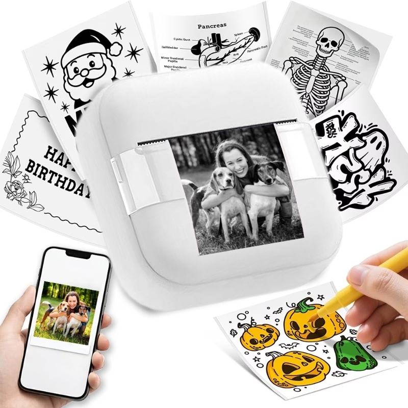 Máy in nhiệt Mini cầm tay có in Bluetooth không dây có khả năng in phim dính Hình ảnh Nhãn và ghi chú