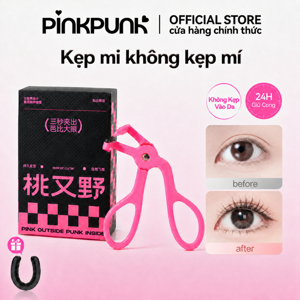 Pinkpunk Curler lông mi góc không chết 360 ° không chết mà không có mí mắt