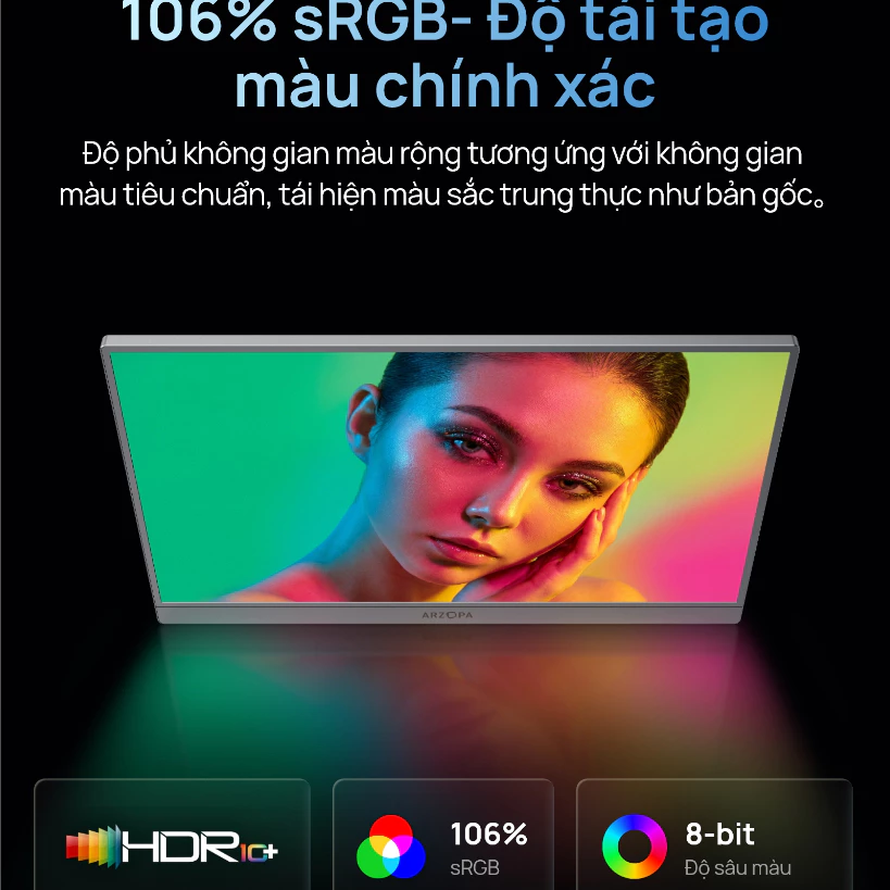 Màn hình chơi game di động ARZOPA 16.1 '' 144Hz, sRGB, 1080P FHD với màn hình máy tính xách tay HDMI HDR cho Switch, PlayStation, Xbox, PS5, Mac