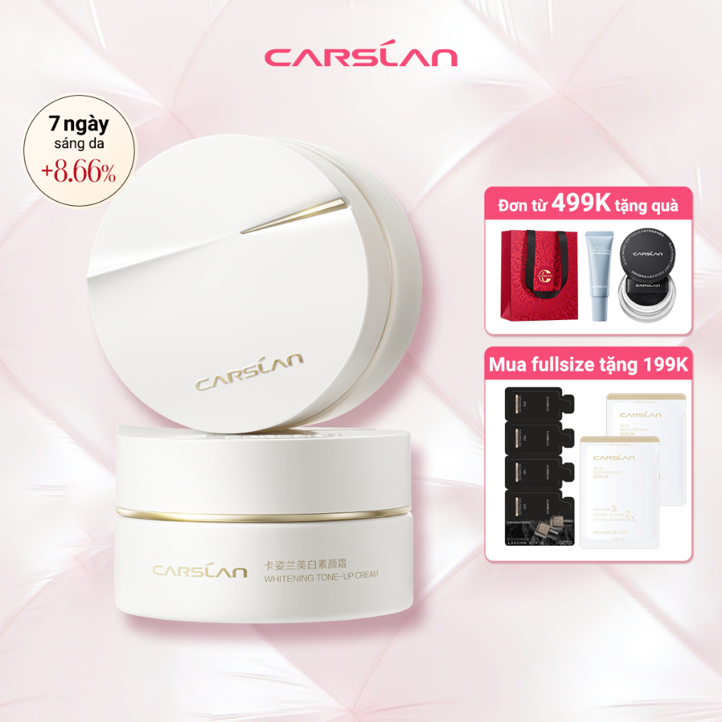 Kem nâng tone Carslan 28 ngày sáng da mờ thâm makeup nhẹ nhàng trong trẻo chỉ trong 10s 50g