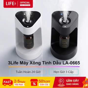 3Life Máy Xông Tinh Dầu LA-0665 Tuần Hoàn Thông Minh 24 Giờ Hẹn Giờ 3 Cấp Phun Sương Nano Aroma Diffuser Máy Khuếch Tán Tinh Dầu Máy Phun Tinh Dầu Thơm Phòng