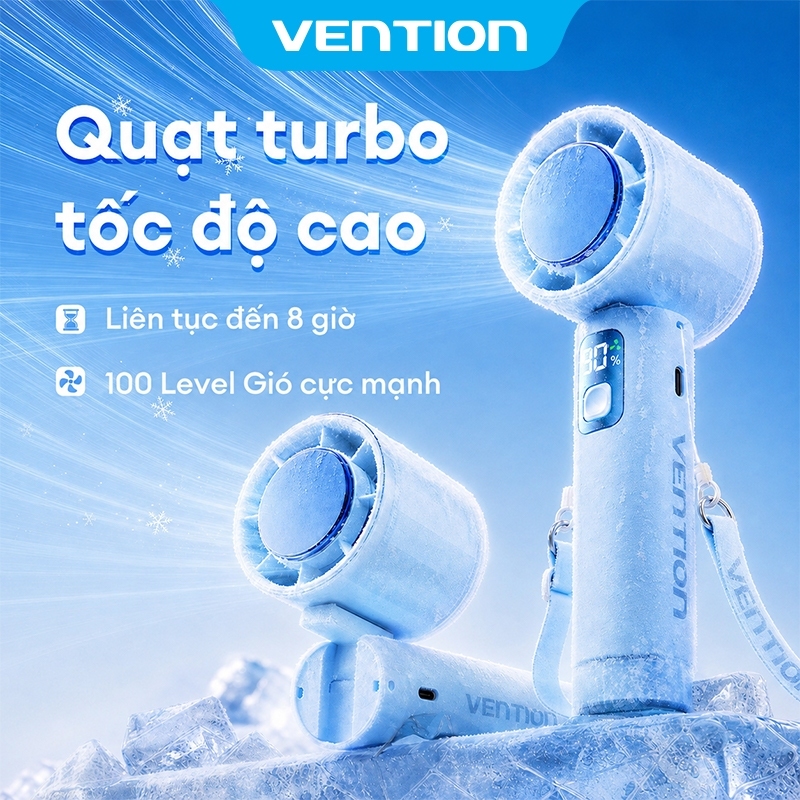 Quạt Cầm Tay Mini – 100 Tốc Độ - Màn Hình Hiển Thị Số LED – Pin Trâu 8 Tiếng