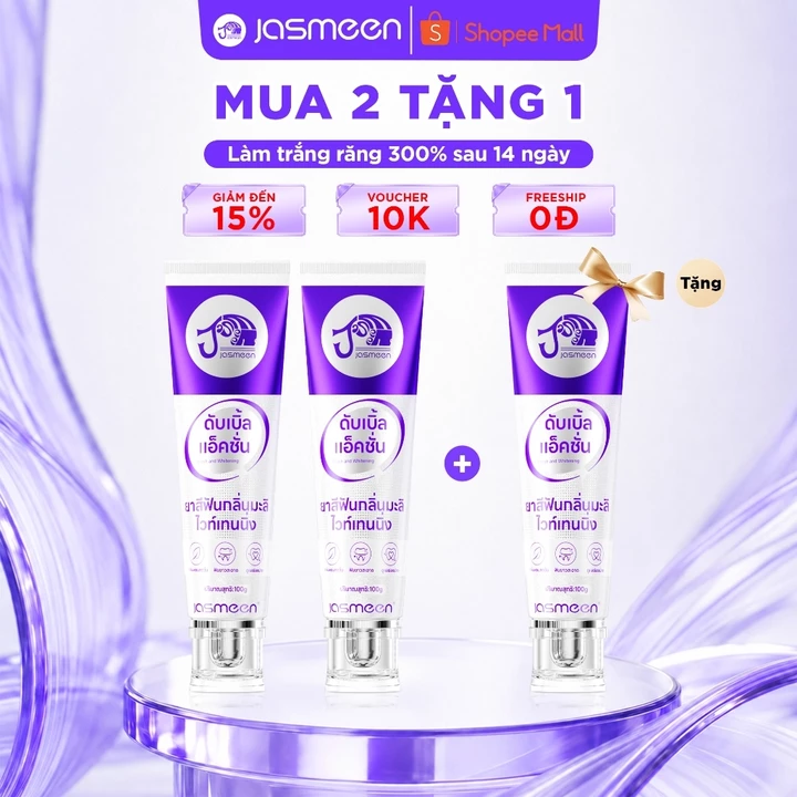 Bộ 3 Kem Đánh Răng Trắng Sáng 3D JASMEEN - Trắng Răng Sau 1 Lần Chải 100g/ tuýp
