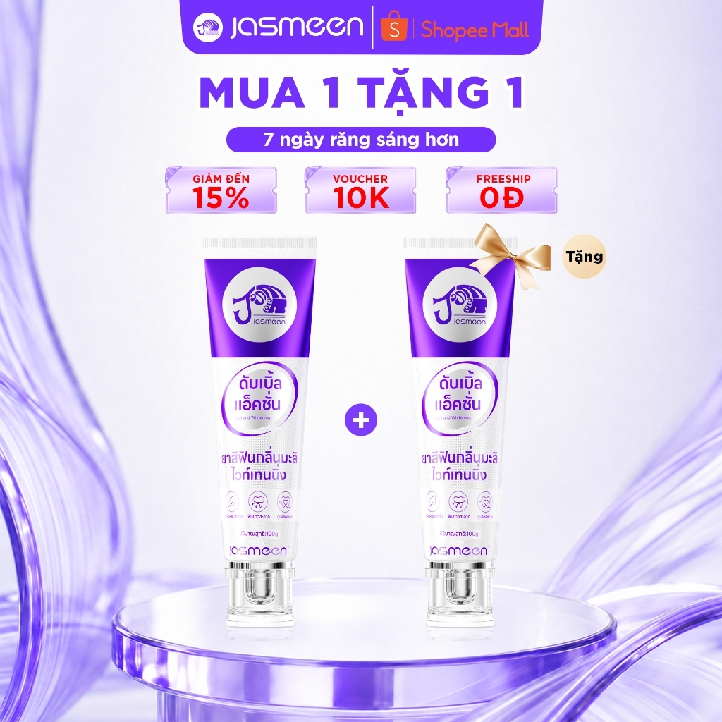 Bộ 2 Kem Đánh Răng JASMEEN 100g/ tuýp - Làm Sạch Răng, Giữ Hơi Thở Thơm Mát