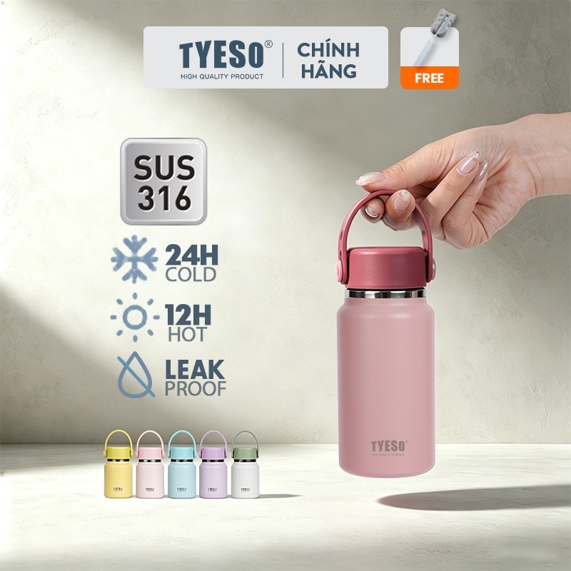 TYESO® LINKO Chai cách nhiệt chân không Mini cầm tay 316 Bình nước bỏ túi bằng thép không gỉ dành cho nữ 01-02801