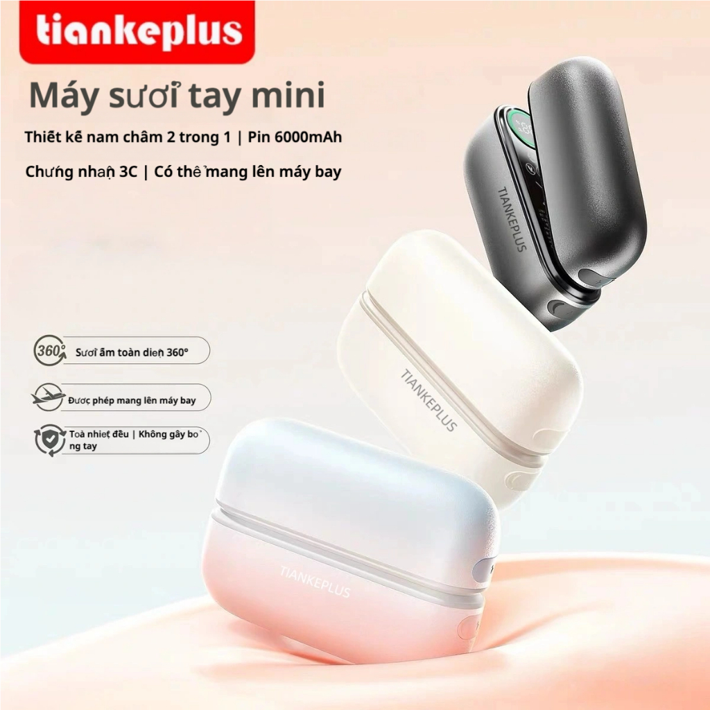 Tiankeplus Máy sưởi tay từ tính 6000mAh – Giữ ấm du lịch, giảm đau kỳ kinh & quà tặng sang trọng