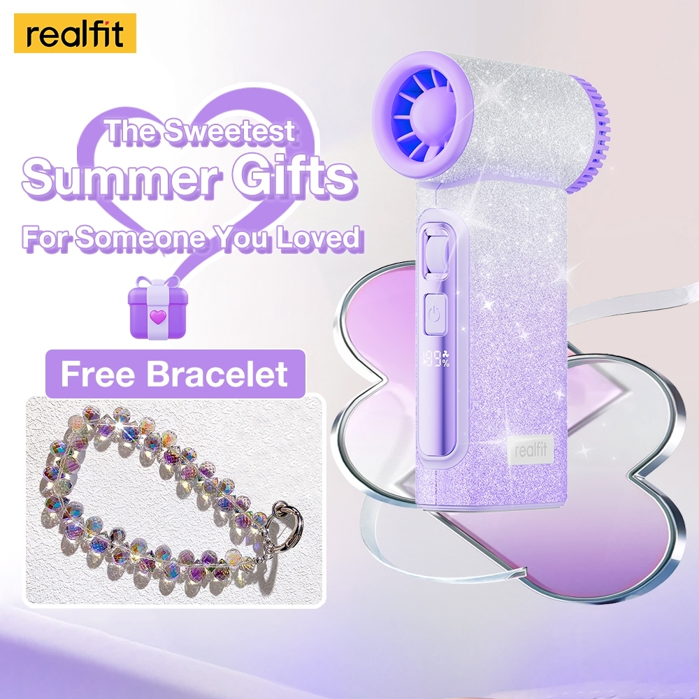 Quạt Mini REALFIT T1 Ultra | Quạt Cầm Tay Turbo | Pin 3500mAh | 199 Cấp Gió | Tặng Dây Đeo