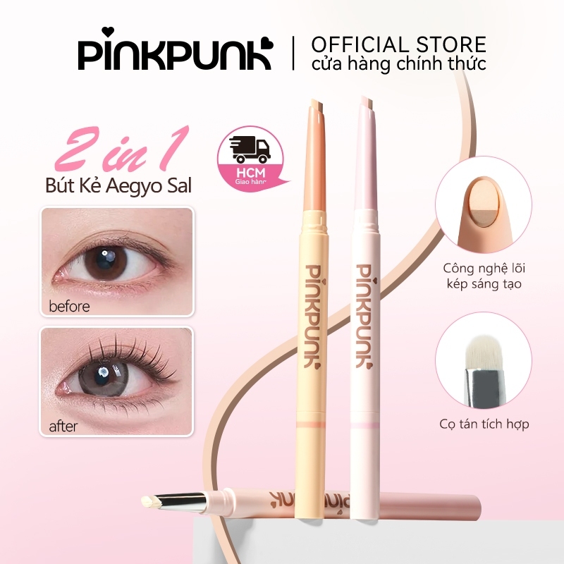 Bút vẽ Bọng Mắt 2 đầu PinkPunk Dolly Eyes Aegyo Sal Vẽ Đường Viền Và Đánh Sáng Tất Cả Trong Một Chống Thấm Nước Hiệu Ứng 3D Tự Nhiên Dễ Dùng Cho Người Mới Bắt Đầu