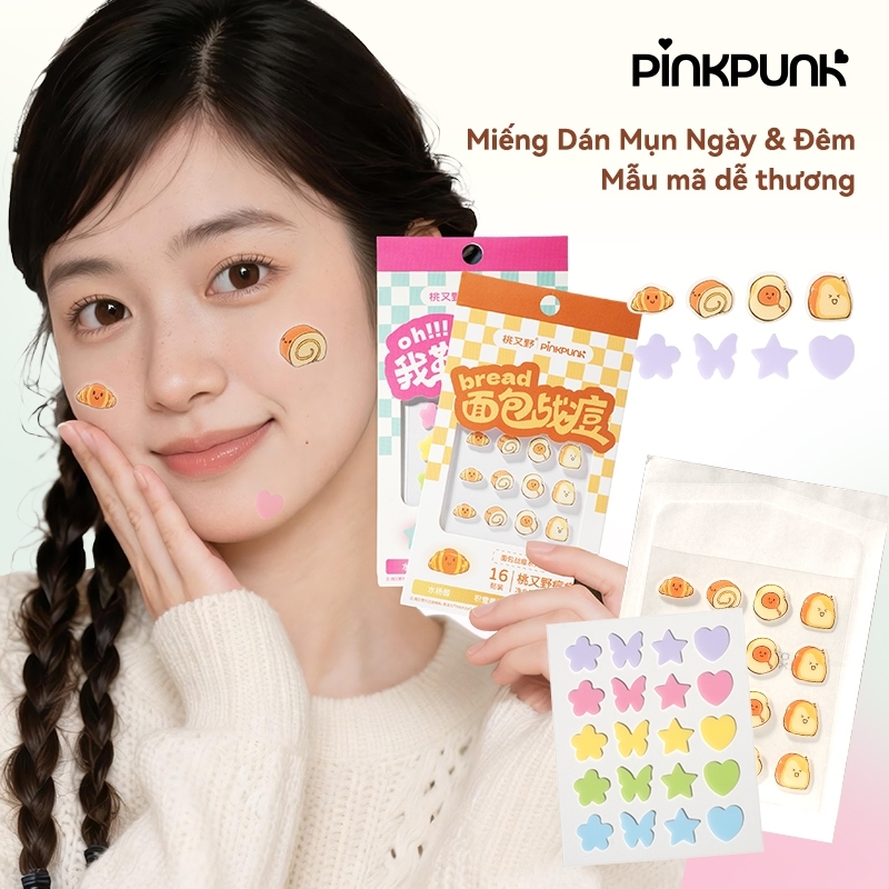 Cute Miếng Dán Mụn BHA Tái PinkPunk Tạo Chăm Sóc Làn Da Ngày Đêm