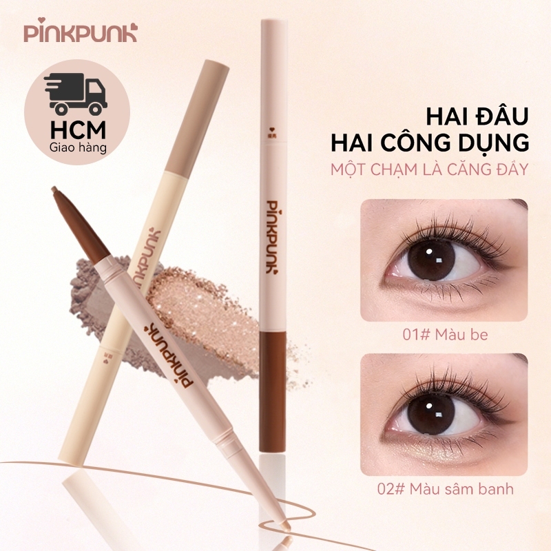 Bút Kẻ Bọng Mắt Hai Đầu PinkPunk Bút Vẽ Đường Viền Mắt Bắt sáng Highlight Chống Nước Chống lem