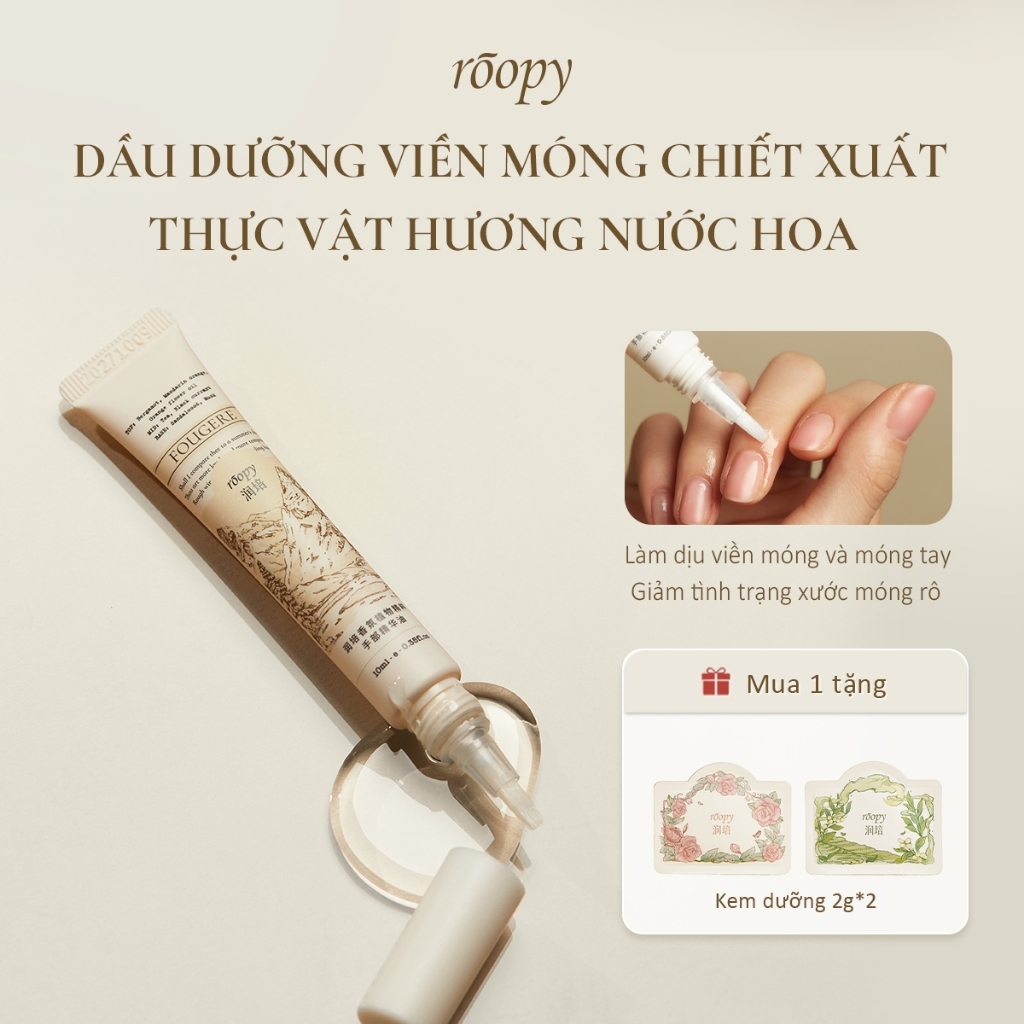 Roopy Dầu Dưỡng Tay và Móng 10ml - Tinh Chất Dưỡng Ẩm Chuyên Sâu Cho Da Tay Khô Xước, Giúp Móng Chắc Khỏe, Mềm Mịn