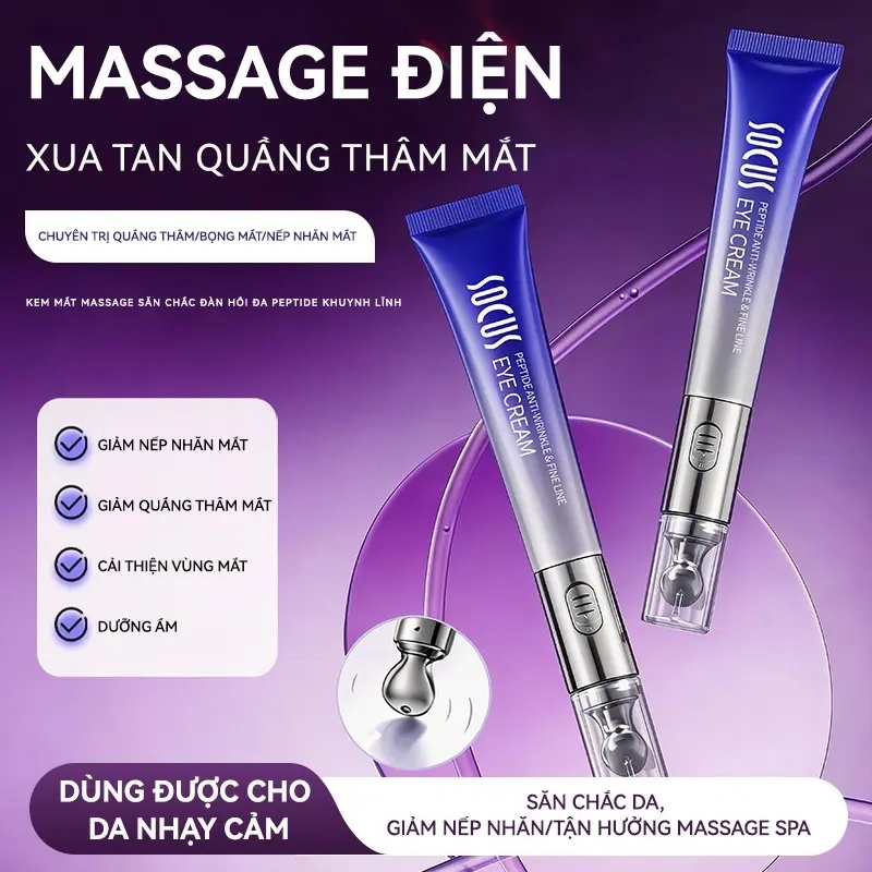 Kem dưỡng mắt tích hợp máy massage điện SOCUS: Mang lại hiệu quả chống nhăn, chống lão hóa và làm săn chắc da, đồng thời giảm quầng thâm và các nếp nhăn li ti. Sản phẩm được thương hiệu phân phối trực tiếp xuyên biên giới, không qua trung gian.