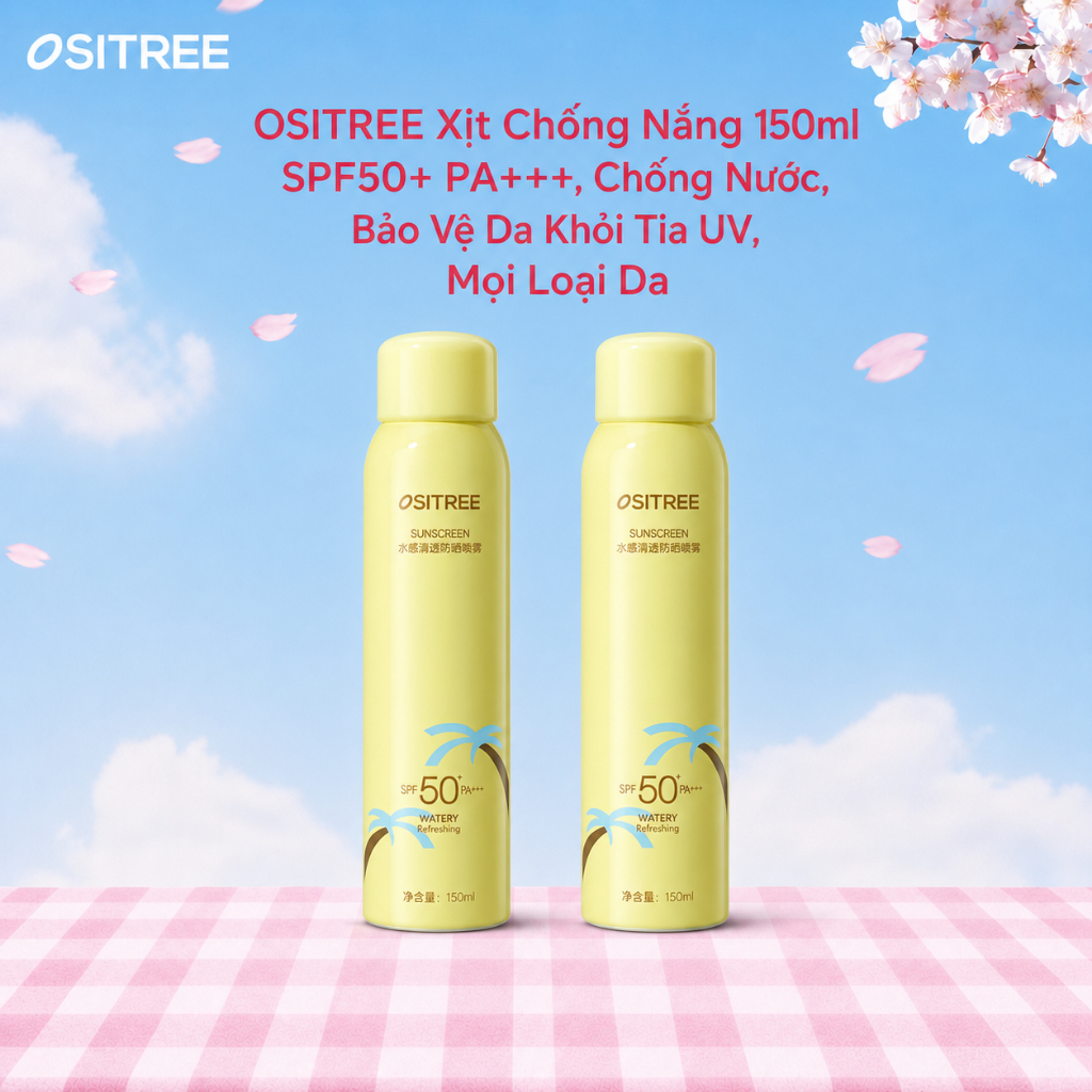 OSITREE Xịt Chống Nắng 150ml SPF50+ PA+++, Chống Nước, Bảo Vệ Da Khỏi Tia UV, Mọi Loại Da