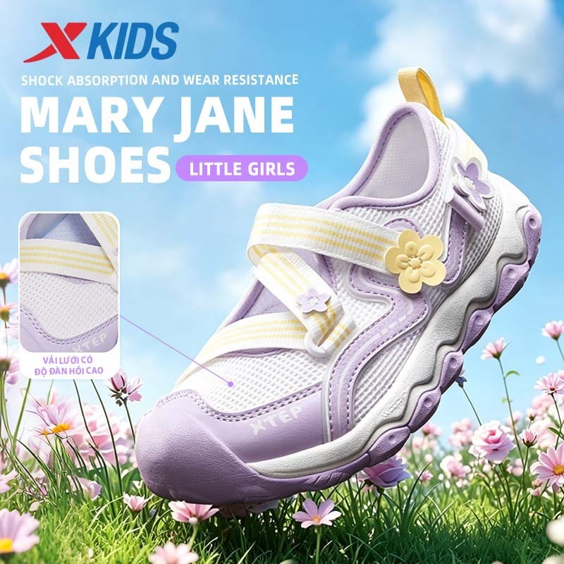 XTEP KIDS Dép Mùa Hè Phong Cách Mới Cho Bé Gái Đệm Chống Mài Mòn Giày Thể Thao Trẻ Em Giày Thoáng Khí