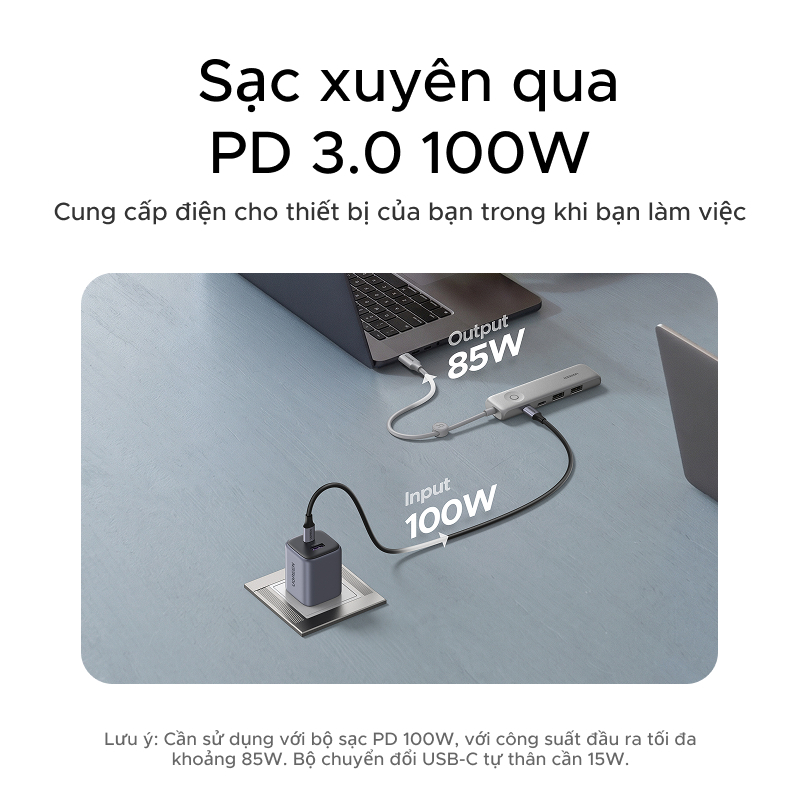 Hub 5 trong 1 UGREEN 100W PD Charge 4K @ 60Hz HDMI 10Gbps Truyền dữ liệu có nút khóa màn hình cho MacBook | BigBuy360 - bigbuy360.vn