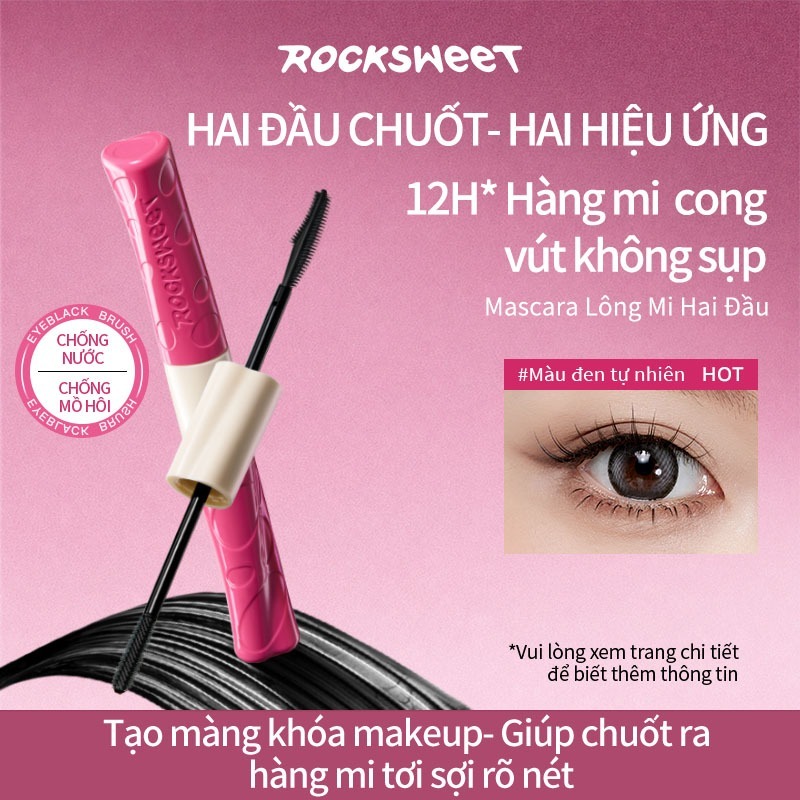 【NEW】ROCKSWEET Mascara Hai Đầu Cong Mi Dài Mi Không Lem Chống Nước Chống Mồ Hôi Định Hình Mi Làm Dày Mi Tự Nhiên