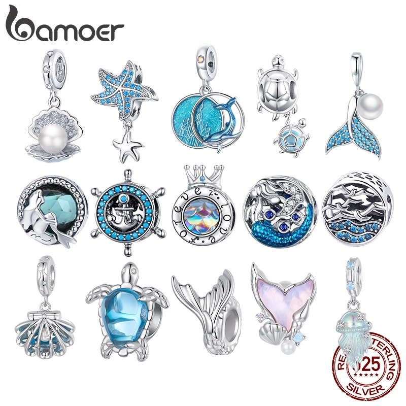 Hạt charm BAMOER đính đá giả độc đáo thời trang với nhiều kiểu tùy chọn