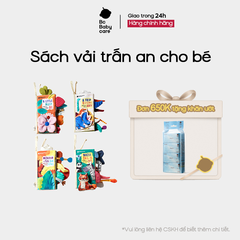【Giao Hàng Nội Địa】Bc Babycare Sách giáo dục cho trẻ sơ sinh Sách vải động vật có đuôi Sách có thể nhai và xé cho trẻ em
