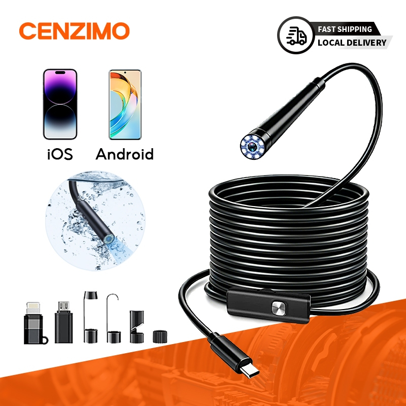 Camera nội soi 4 trong 1 Type-C Ống kính chống nước 8 dây cứng LED để kiểm tra ô tô, Kiểm tra bên trong điều hòa, Kiểm tra ống công nghiệp Thích hợp cho Android iOS