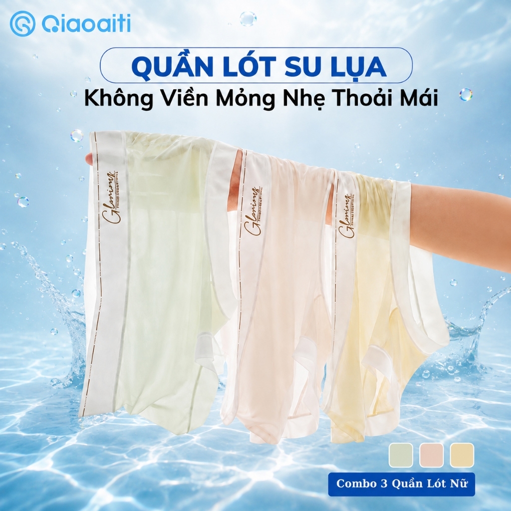Combo 3/5 Qiaoaiti Quần Lót Nữ Cao Cấp Lụa Băng Siêu Mềm Mịn Thoáng Mát Siêu Mỏng Siêu Nhẹ Tàng Hình Cạp Vừa 9023