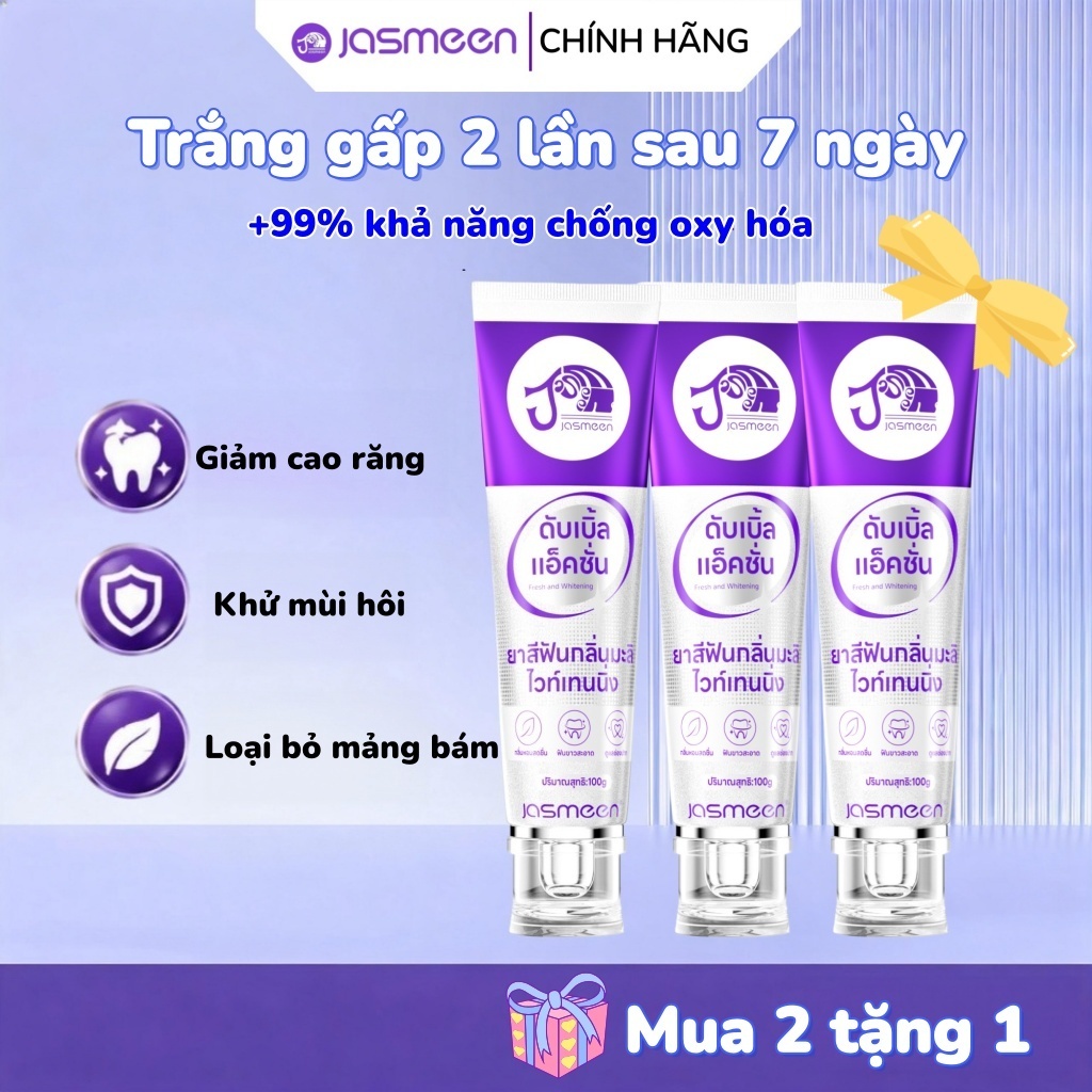 Kem đánh răng hương hoa nhài JASMEEN 100g, loại bỏ vết ố vàng，Trắng răng sau 1 lần chải
