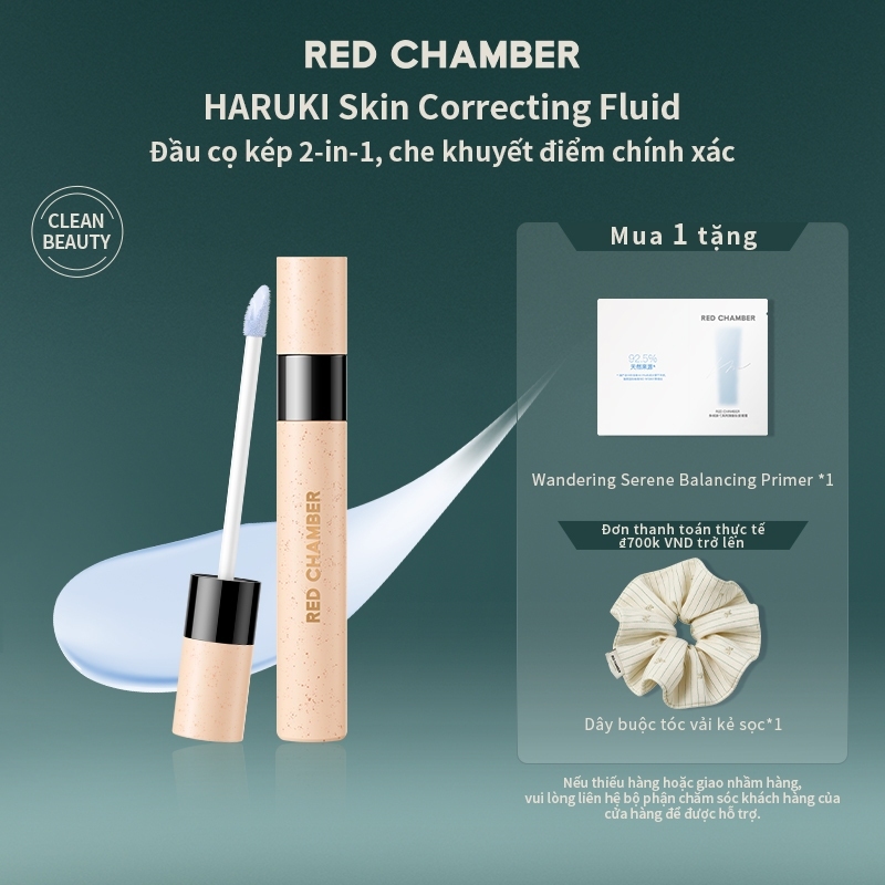 RED CHAMBER HARUKI SKIN CORRECTING FLUID Kem Che Khuyết Điểm Chuyên Che Quầng Thâm Mụn Nám Làm Sáng Rãnh Lệ Làm Phẳng Vùng Giữa Mặt Lâu Trôi Không Mốc Nền Cho Người Mới Bắt Đầu