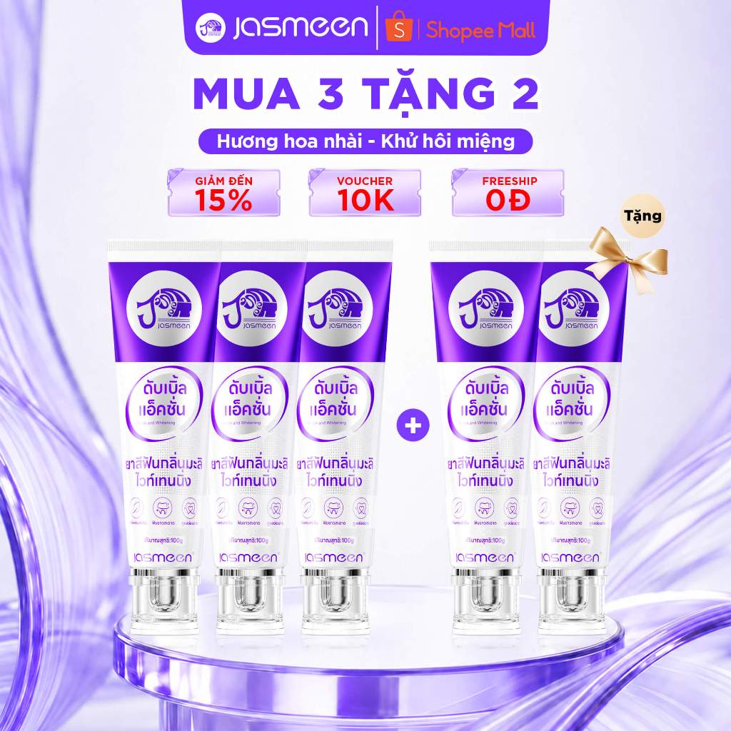 [100% chính] Bộ 5 Kem đánh răng JASMEEN ngừa sâu răng răng chắc khỏe 100g/tuýp