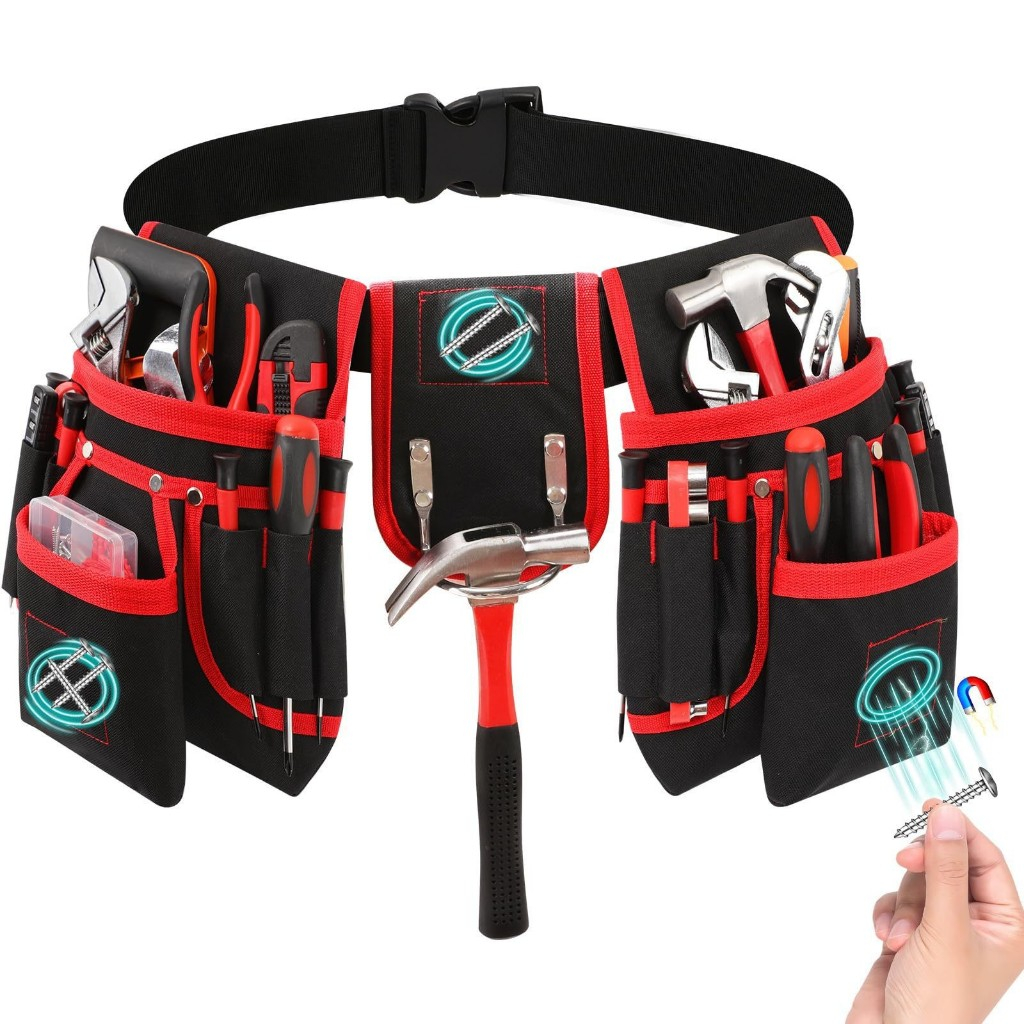 1 Dây đai dụng cụ, Túi đựng dụng cụ từ tính, với 26 dây đeo cho nam Túi đựng cụ bỏ túi đựng cụ hạng nặng, thợ mộc, thợ điện, thợ mộc, xây dựng, bố Quà tặng đựng cụ có thể tháo rời