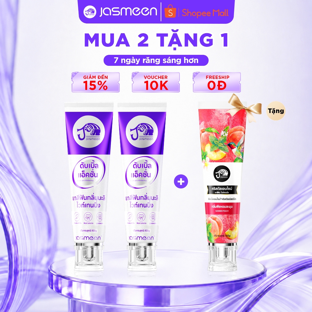 [Mua 2 tặng 1] Kem đánh răng JASMEEN, làm sáng răng, giảm hôi miệng hiệu quả
