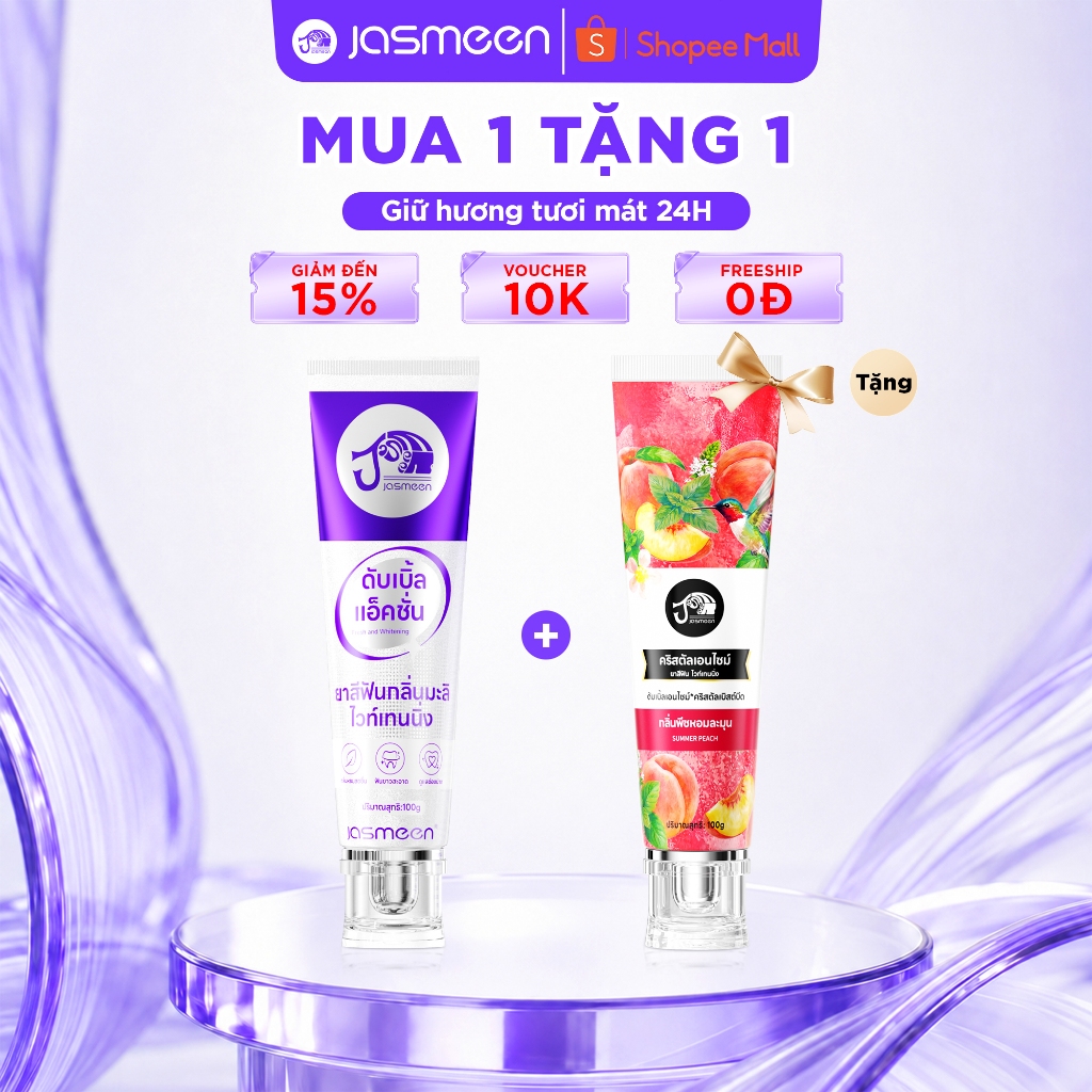 [MUA 1 TẶNG 1] Kem đánh răng JASMEEN, Cải Thiện Vết Ố Vàng Và Giúp Hơi Thở Thom Tho 100g/ tuýp