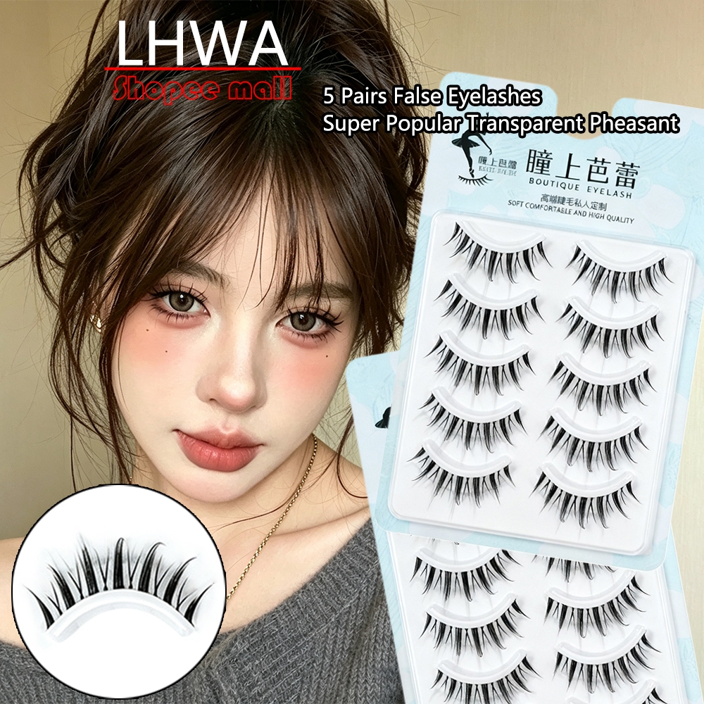 Lông Mi Giả LHWA Gân Trong Tự Nhiên Mềm Nhẹ 5 cặp Tái Sử Dụng Nhiều Lần