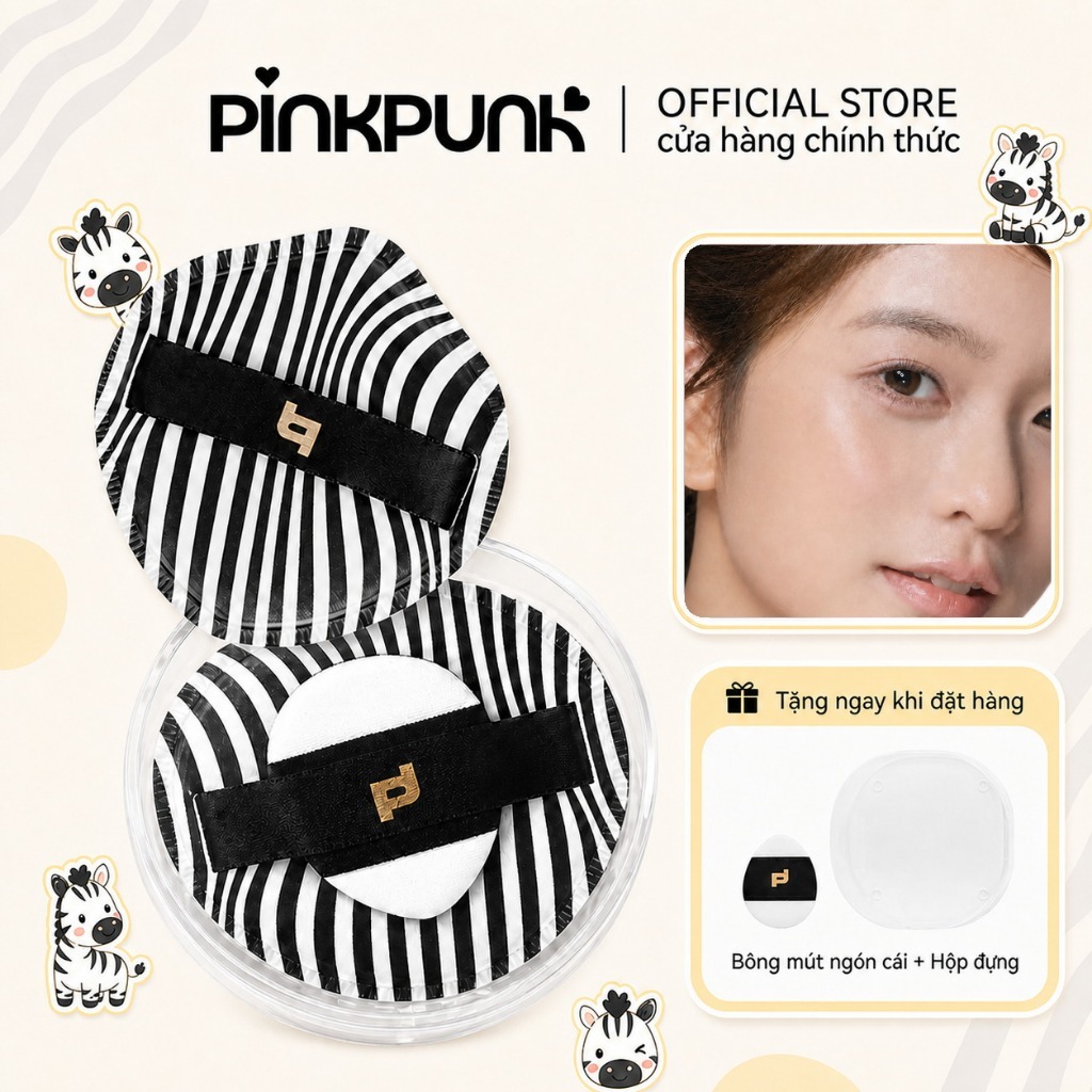 Bộ bông mút trang điểm PinkPunk 2pcs sử dụng ướt và khô đa năng với hộp đựng
