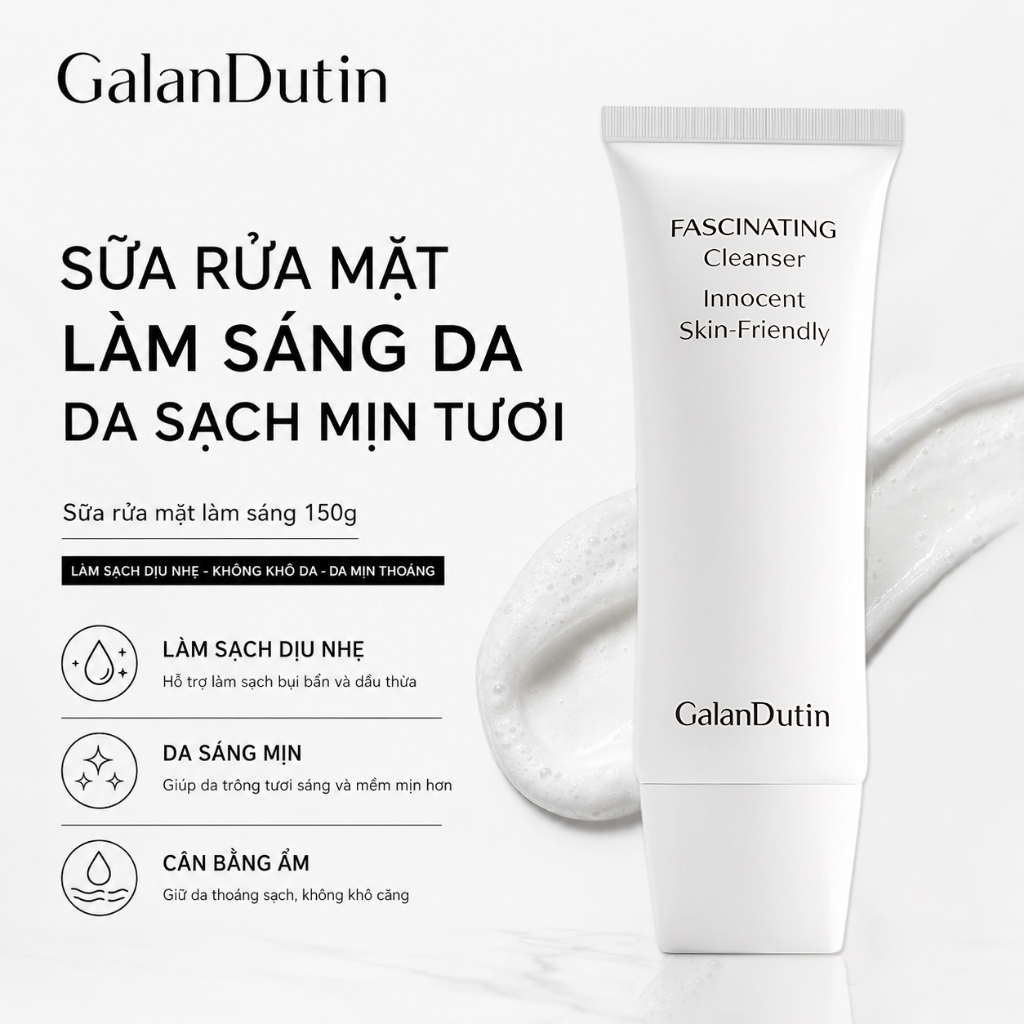 【GALANDUTIN】Sữa rửa mặt làm sáng da Kiểm soát dầu Lỗ chân lông mịn nhẹ nhàng không khô Cleanser 150g