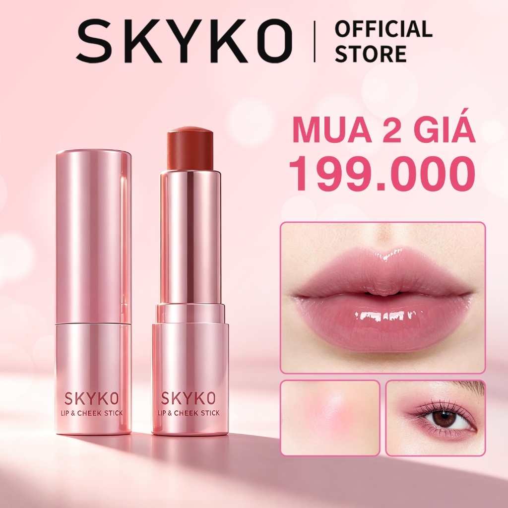 Son môi dưỡng ẩm SKYKO 3 trong 1 cho môi & má hồng 6 màu