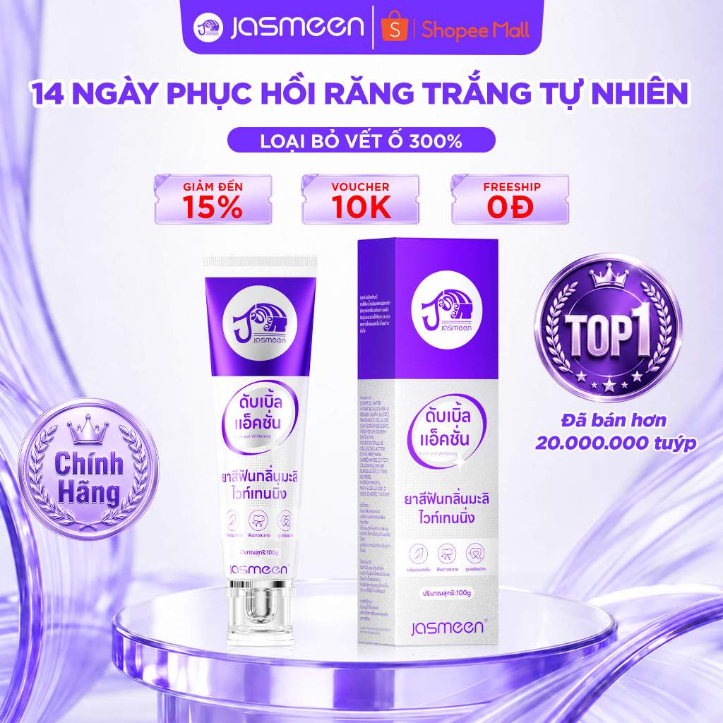 Kem đánh răng JASMEEN 100g/tuýp - Làm sáng răng, Bảo vệ răng miệng, Giảm mảng bám