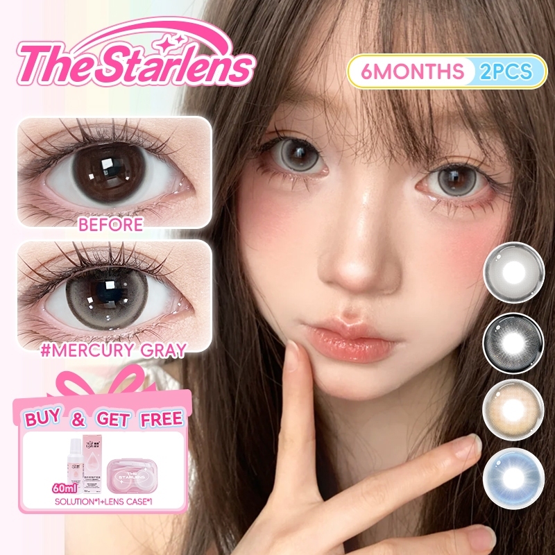 kính áp tròng Starlens 2 CHIẾC DIA14.-14.5mm Nâu / Xám / Xanh / Đen Ống kính tiếp xúc được phân loại 0.0-8.0 trong 6 tháng Đã qua sử dụng
